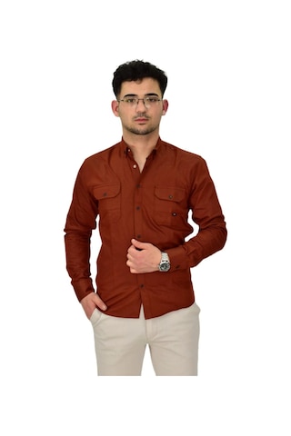 Erkek Spor Likralı Gömlek Bgl-st04343 kiremit