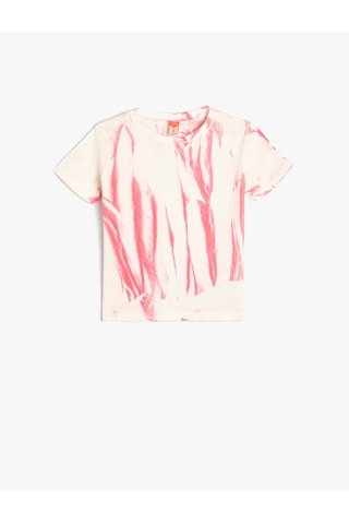 Koton Tişört Batik Desenli Kısa Kollu Bisiklet Yaka Pamuklu Pembe Desenli 4smg10200ak Pembe Desenli
