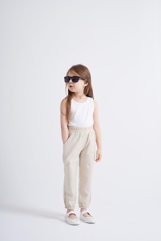 Oliven The Kid Oliventhekid Bej Keten Beli Ve Paçaları Lastikli Cepli Rahat Unisex Çocuk Pantolon Bej Bej