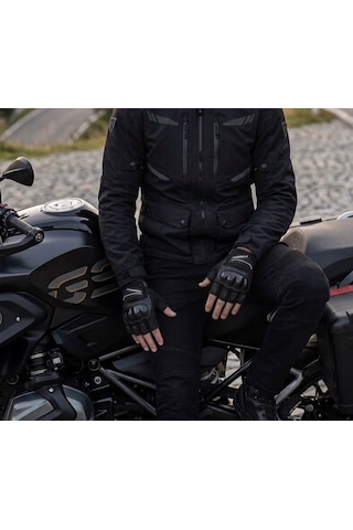Moonrider Motosiklet Eldiveni Korumalı Unisex Yarım Parmak Eldiven En 13594 Sertifikalı Yazlık Nefes Alır Dokunmatik Uyumlu Kaydırmaz Koruyucu Motor Eldiveni Mr-g10 Siyah