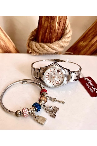 Ferrucci Fr27013 Çelik Kordon Fonksiyonlu Kadın Kol Saati+bilekli