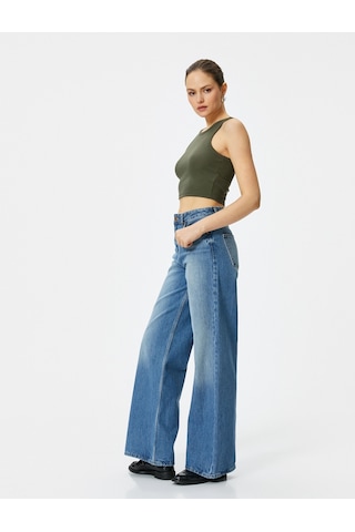 Koton Crop Atlet Ribanalı Bisiklet Yaka Haki 4sak10011ek 4SAK10011EK890 Haki