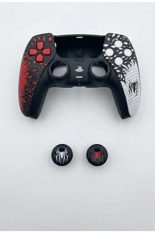 Playstation 5 Ps5 Joystick Kol Silikon Kılıf Analog Koruyucu Set Siyah Kırmızı Daire