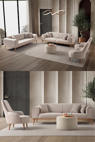 Rebull 3+3+1+1 Koltuk Takımı Sütlü Kahve