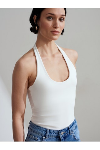 DİLVİN Dilvin Kadın 21052 Halter Yaka Ekru Bluz - 101a21052