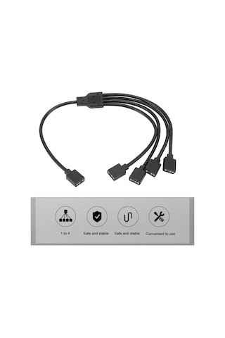 Xindoker 5v 3 Pin Argb Çevirici Kablosu, 1'den 4'e, Ana-ana Bağlantı, Bilgisayar Kasası Cpu Soğutucu Ve Argb Fanları İçin Led Senkronizasyon Uzantı Kablosu Siyah