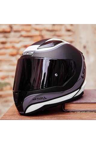 Siyah Vizörlü + Ls2 Rapid Deeper Full Face Motosiklet Kaskı Beyaz - Siyah