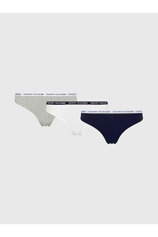 Tommy Hilfiger Kadın Marka Logılu Elastik Bantlı Organik Pamuklu Günlük Kullanımlı Gri-beyaz-lacivert Külot Uw0uw0-9027 Gri- Beyaz- Lacivert