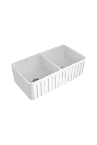 Bocchi Lavello Dekorlu Çift Gözlü Eviye 85 Cm Beyaz 1601-001-0120 Parlak Beyaz