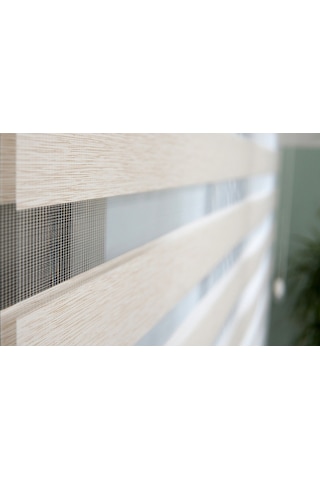 Bambu Kumaş Krem Zebra Stor Perde Krem Alüminyum Kasalı Krem