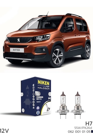 Peugeot Rifter 2018-2023 Kısa Far Ampulü H7 Halojen Ampul 12v 55w 2 Adet 3200k Güçlü Net Işık Yasal