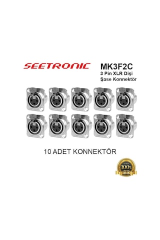 Seetronic Mk3F2C 3 Pin Xlr Dişi Şase Konnektör 10 Lu