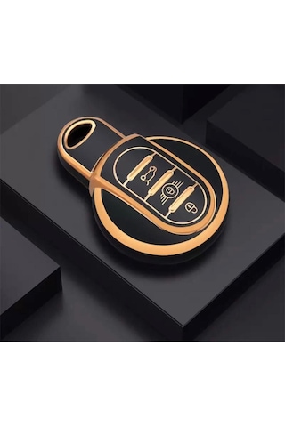 Lüx Mini Cooper Countryman Nano Anahtar Kılıfı Siyah Gold Altın Renk 1.ci Kalite