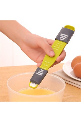 Shineyee Banyo Ve Mutfak İçin 8 Seviyeli Ayar Özelliği İle Çift Uçlu Ölçüm Kaşığı, Tozlardan Yağa Kadar Tüm Malzemeler İçin Pratik Kullanım Yeşil