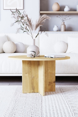 Nova Tekli Orta Sehpa, İskandinav Stil, Bohem, 72 Cm - Safir Meşe