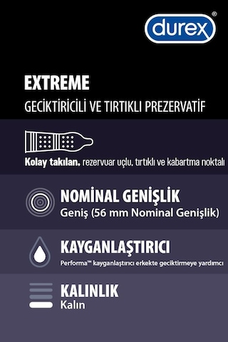 Durex Extreme  ve Tırtıklı Prezervatif 20'li + Intense Delight Bullet Vibratör 1 Adet