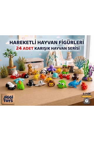 24 Adet Eklemleri Hareketli, Organik, Eğitici Minik Hayvan Figür Sürpriz Figürler