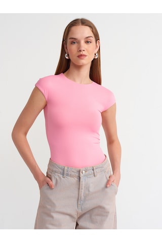 Dilvin Poliamid T-shirt Pembe
