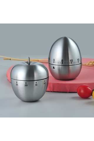 Geeroyoo Yumurta Şeklinde Paslanmaz Çelik Mekanik Mutfak Zamanlayıcısı - 60 Dakika Sayacı
