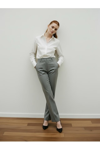 Pera Moda Kadın Slim Fit Pamuklu Ofis Gömleği Beyaz