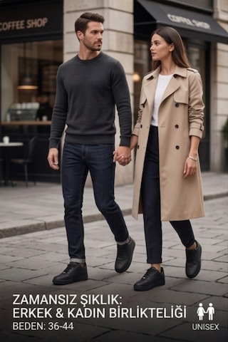 Aeterna Premium Unisex Sneaker - Dayanıklı Taban Rahat Siyah Ayakkabı