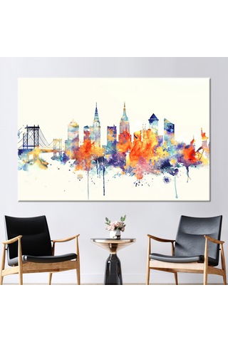 50x70cm 1 Parça Kanvas Tablo, Şehir Sanat, Şehir Manzarası