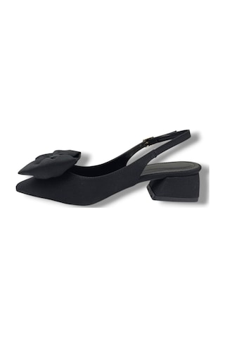 C-shoes 151-26 Saten Papyonlu Tokalı Arkası Açık Kadın Ayakkabı Siyah