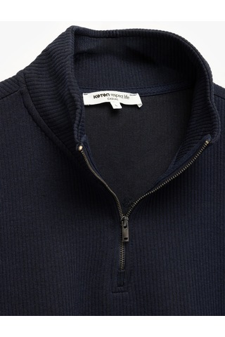 Koton Dokulu Uzun Kollu Yarım Fermuarlı Sweatshirt Lacivert 6wam70022mk Lacivert