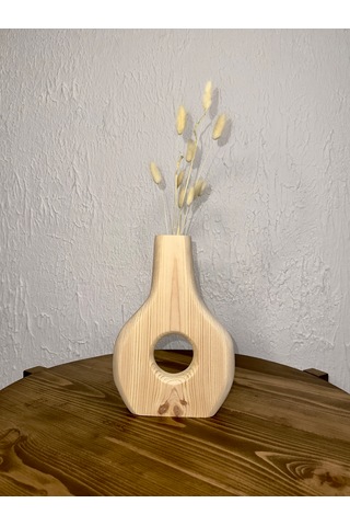 O&a Wood Doğal Ahşap Dekoratif Biblo Vazo Naturel