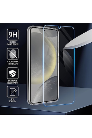Samsamsung Galaxy Uyumlu S24 Kılıf Darbe Koruma Silikon + Ekran Cam Set