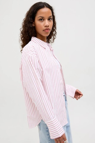 Jjxx Kadın Jxcaro Uzun Kollu Pamuklu Poplin Gömlek 12270951 Pembe Pembe