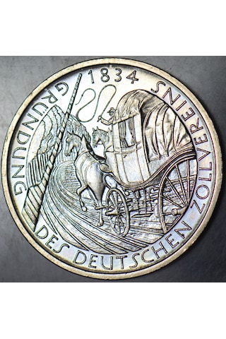 Banknoting Almanya 5 Mark 1984 D Hatıra-gümrük Birliği 150. Yılı Çil.
