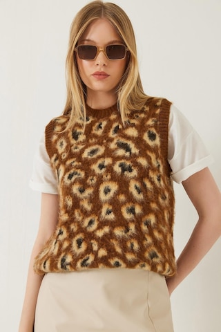 Shade Kadın Şardonlu Leopar Desenli Süveter 20246281 - Kahverengi-camel Çok Renkli
