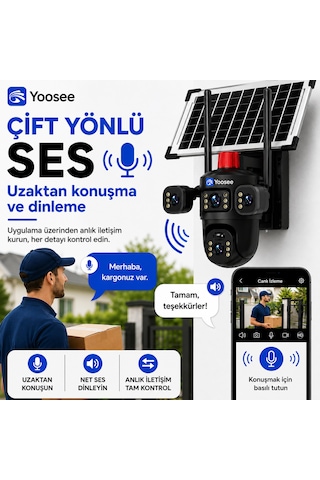 Uninet Solar Kamera Iki Kameralı 4g Sim Kartlı Dış Mekan Sirenli Ip Kamera