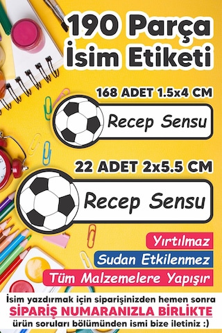 Okul Etiketi Kalem Defter Etiketi Beşiktaş Özel Isim Yazılabilen Etiket - 190 Adet