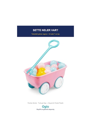 Gezgin Vagon Oyun Seti 24 Adet 7 Cm Renkli Top Pembe