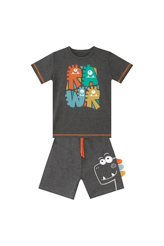 Denokids Rawr Dino Erkek Çocuk Yazlık T-shirt Şort Takım