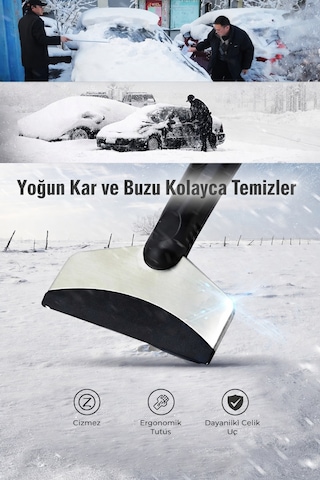 Mega Oto Market Araba Buz Kazıyıcı Ve Kar Temizleme Küreği Çift Taraflı Oto Cam Buz Kazıma Aparatı Siyah