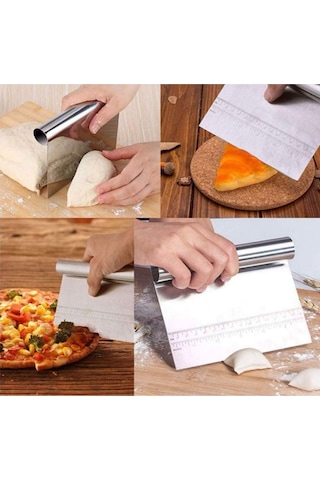 Ölçülü Komple Çelik Büyük Boy Hamur Kesme Spatulası Silikon Beyaz Diğer