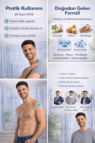 Active Man Erkeklere Özel Vitamin & Bitkisel Destek Transdermal Bant 30 Adet