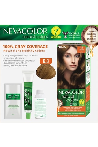 Nevacolor Natural Colors 6.3 Fındık Kabuğu - Kalıcı Krem Saç Boyası Seti