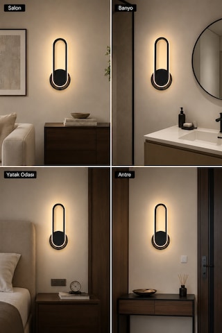 AvizeGO Haris Modern Led Duvar Apliği Günışığı Siyah