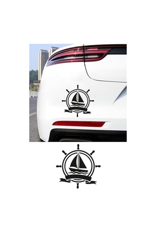 Yelkenli Ve Gemi Dümeni Oto Sticker - Denizci Tarzı Araç Sticker 15x15cm Diğer