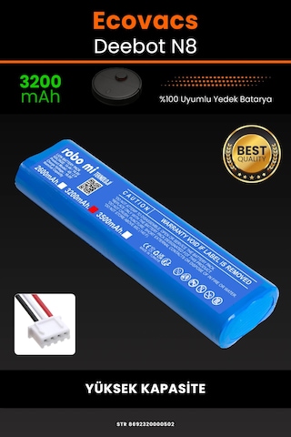 Ecovacs Deebot N8 Uyumlu 3200mah Robot Süpürge Bataryası - Yüksek Kapasite