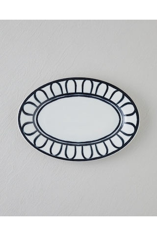 English Home Monarch Porselen Kayık Tabak 30 Cm Siyah - Beyaz Siyah - Beyaz