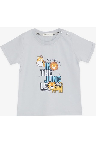 Breeze Erkek Çocuk Şortlu Takım Hayvancık Baskılı 1-4 Yaş, Gri-gri Gri