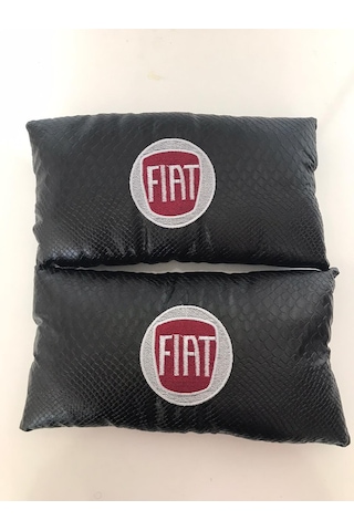 Fiat Nakışlı Egea Linea Deri 1 Çift Boyun Yastık Ve 1 Çift Kemer Pedi Siyah
