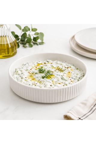 Ley Maison Saturn 24 Cm Porselen Fırın Kabı Yuvarlak Borcam Sunum Ve Fırın Tepsisi Beyaz