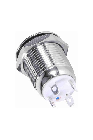 Springsun 12mm 3v Mavi Led Halka Işıklı, Ip65 Su Geçirmez, Bakır Kaplama Nikel Momentary Otomatik Sıfırlama Basma Anahtarı 4pin