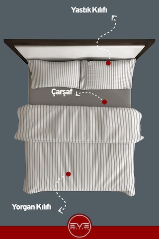 Saten Çizgili Çift Kişilik Lüks Nevresim Takımı Set 200x200 Cm Yeşil